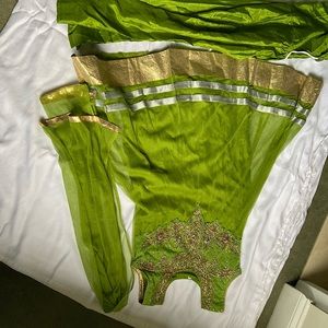 Lime green shimmery silvar kameez